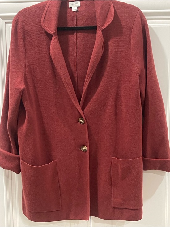 J. Crew Factory Jackets & Blazers - J. Crew Factory Rust Red Knit open front Blazer Jacket Cardigan two button sz M
